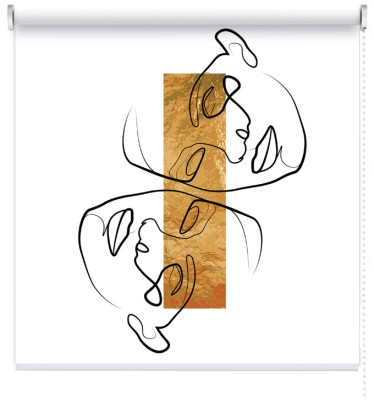 Houseart Double faces with gold shape, Line Art, Ρολοκουρτίνες, 100 x 115 εκ.